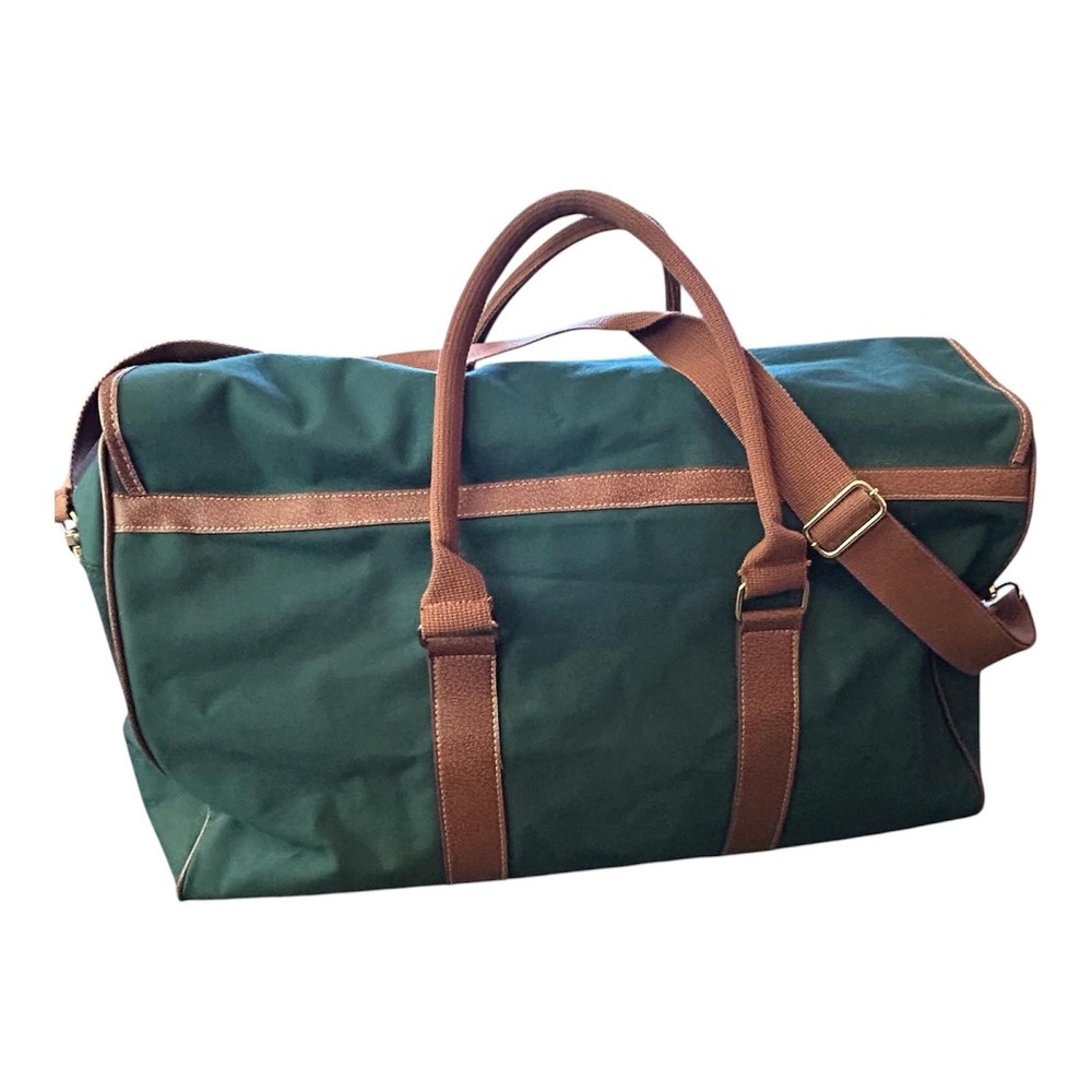 Polo Ralph Lauren Duffle Bag Green 26" Canvas Travel Weekender Soft Case vint